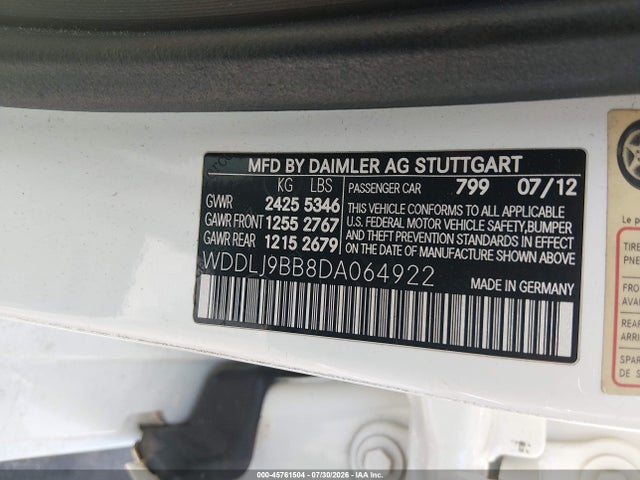 45761504 :رقم المزاد ، WDDLJ9BB8DA064922 vin ، 2013 Mercedes-benz Cls 550 4matic مزاد بيع