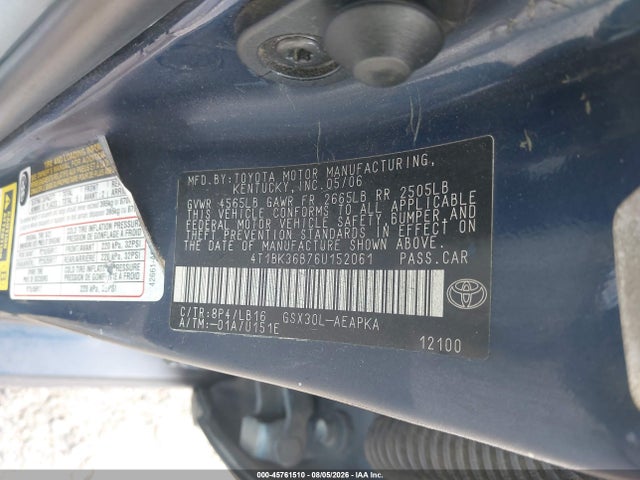 Продаж на аукціоні авто 2006 Toyota Avalon Limited, vin: 4T1BK36B76U152061, номер лоту: 45761510