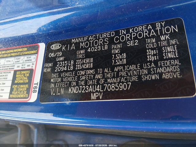 Auction sale of the 2020 Kia Soul X-line, vin: KNDJ23AU4L7085907, lot number: 45761630