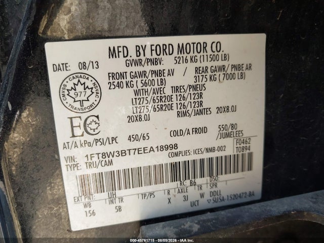 Ford F-350 Lariat 2014 1FT8W3BT7EEA18998 Image 8