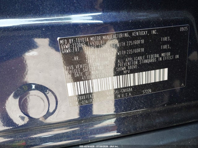 45761829 :رقم المزاد ، 4T3D6RFVXSU194607 vin ، 2025 Toyota Rav4 Hybrid Limited مزاد بيع
