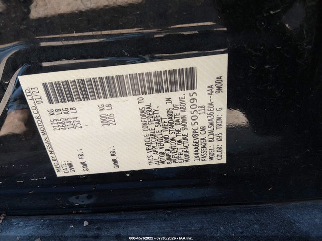45762022 :رقم المزاد ، 1N4AA6EV8PC505095 vin ، 2023 Nissan Maxima Sr Xtronic Cvt مزاد بيع