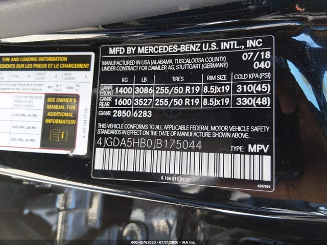 4JGDA5HB0JB175044 Mercedes-Benz Gle 350 4matic