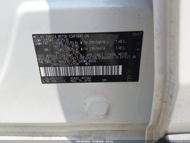 Toyota Rav4 Limited 2018 JTMYFREV2JJ167028 Image 9