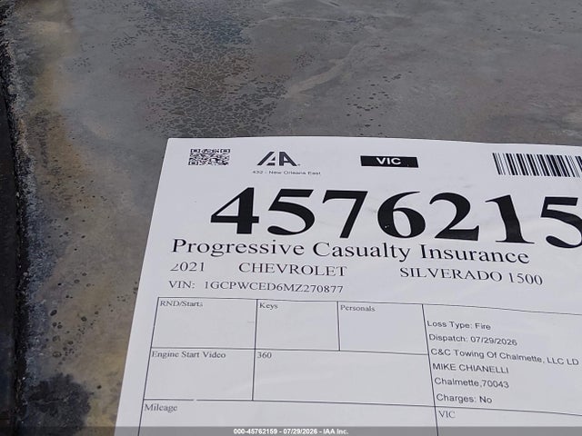 Продаж на аукціоні авто 2021 Chevrolet Silverado 1500 2wd  Short Bed Lt, vin: 1GCPWCED6MZ270877, номер лоту: 45762159