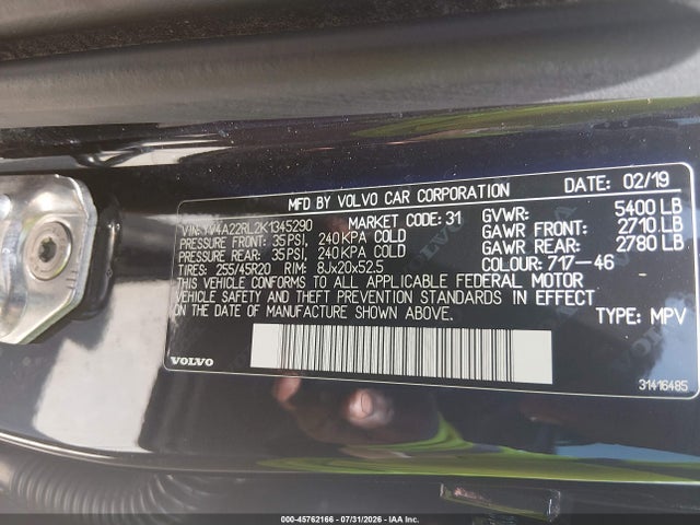 Volvo Xc60 T6 Inscription 2019 YV4A22RL2K1345290 Image 9