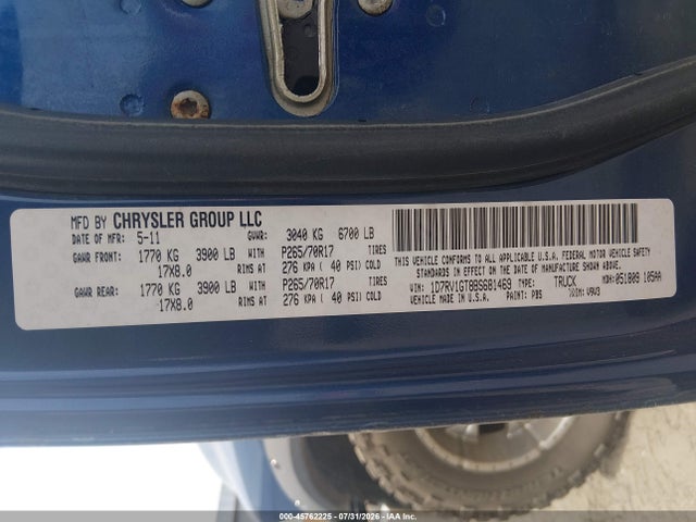 2011 Ram Ram 1500 St მანქანა იყიდება აუქციონზე, vin: 1D7RV1GT8BS681469, აუქციონის ნომერი: 45762225