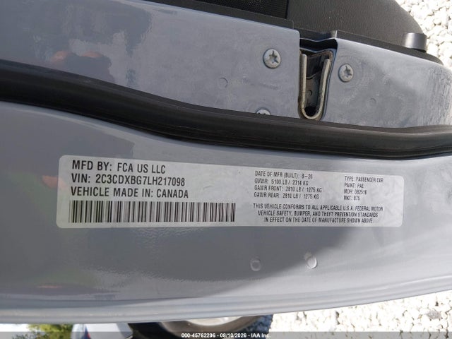 Продажа на аукционе авто 2020 Dodge Charger Sxt Rwd, vin: 2C3CDXBG7LH217098, номер лота: 45762296