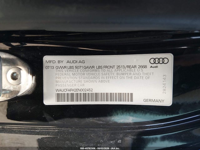 Продаж на аукціоні авто 2014 Audi A5 2.0t Premium, vin: WAUCFAFH2EN002452, номер лоту: 45762306