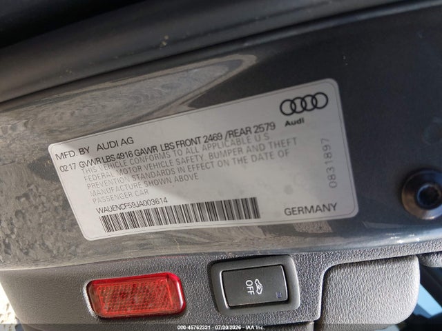 Aukcja sprzedaży 2018 Audi A5 2.0t Premium, vin: WAUENCF59JA003614, numer aukcji: 45762331