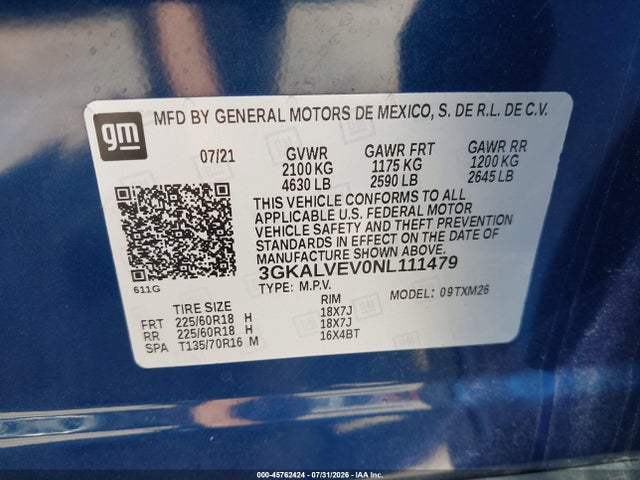 Aukcja sprzedaży 2022 Gmc Terrain Awd Slt, vin: 3GKALVEV0NL111479, numer aukcji: 45762424