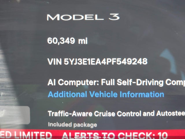 2023 Tesla Model 3 Rear-wheel Drive მანქანა იყიდება აუქციონზე, vin: 5YJ3E1EA4PF549248, აუქციონის ნომერი: 45762514
