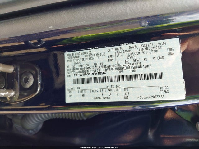 Ford F-150 Raptor 2024 1FTFW1RG2RFA18587 Image 9