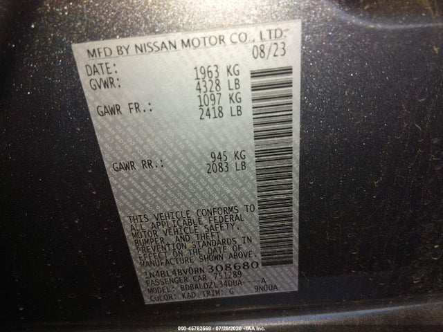 1N4BL4BV0RN308680 Nissan Altima S Fwd