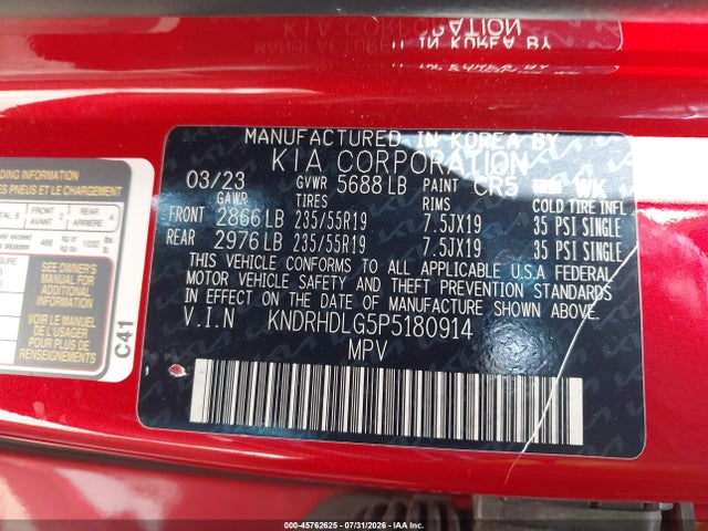 Продаж на аукціоні авто 2023 Kia Sorento Hybrid Ex, vin: KNDRHDLG5P5180914, номер лоту: 45762625