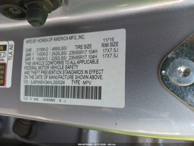 5J6RW5H34HL000024 Honda CR-V LX
