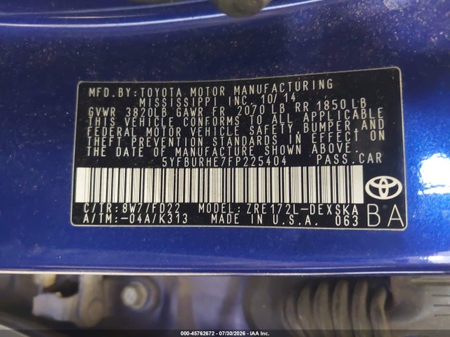Toyota Corolla S Plus 2015 5YFBURHE7FP225404 Image 9