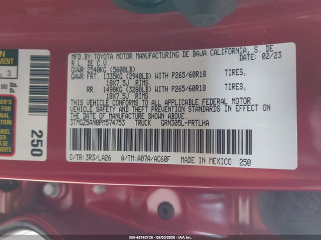3TMGZ5AN8PM574753 Toyota Tacoma Limited