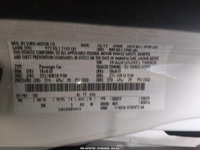 1FADP3N28EL198900 Ford Focus Titanium