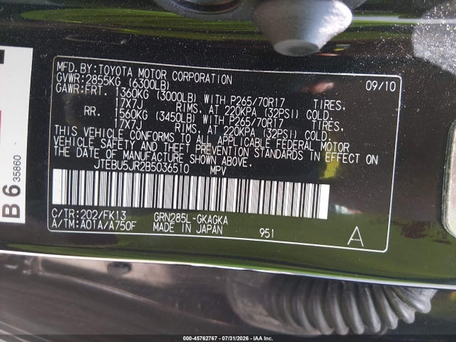 Продажа на аукционе авто 2011 Toyota 4runner Sr5 V6, vin: JTEBU5JR2B5036510, номер лота: 45762767