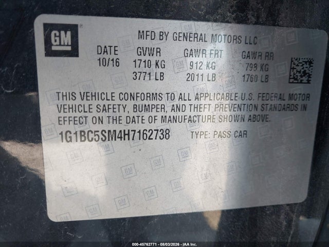 Chevrolet Cruze Ls Auto 2017 1G1BC5SM4H7162738 Image 20