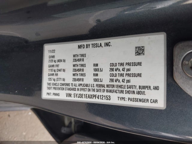 Tesla Model 3 Rear-wheel Drive 2023 5YJ3E1EAXPF412153 Image 9