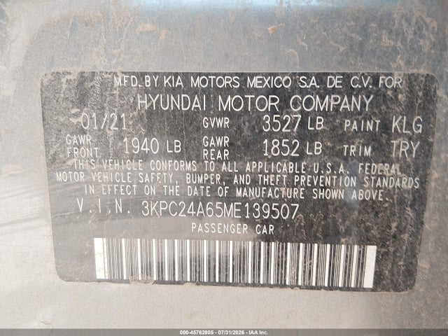 Hyundai ACCENT SE 2021 3KPC24A65ME139507 Image 9