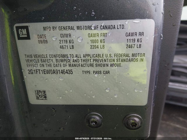 2010 Chevrolet Camaro 2ss მანქანა იყიდება აუქციონზე, vin: 2G1FT1EW0A9146435, აუქციონის ნომერი: 45762825