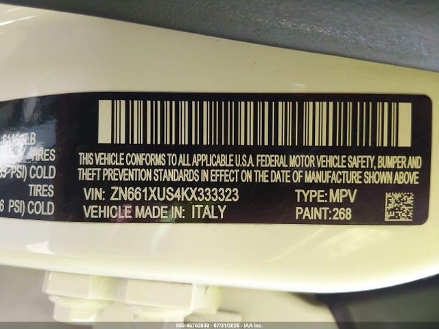 Продажа на аукционе авто 2019 Maserati Levante Gransport, vin: ZN661XUS4KX333323, номер лота: 45762839