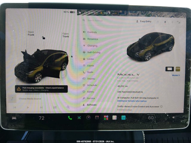 45762868 :رقم المزاد ، 7SAYGDEE1PA154576 vin ، 2023 Tesla Model Y مزاد بيع