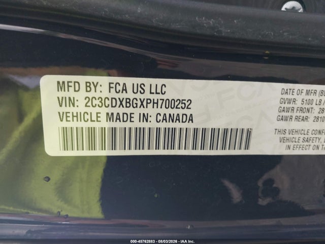 Продаж на аукціоні авто 2023 Dodge Charger Sxt, vin: 2C3CDXBGXPH700252, номер лоту: 45762883