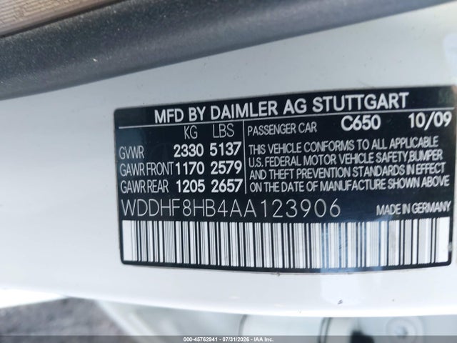 Aukcja sprzedaży 2010 Mercedes-benz E 350 4matic, vin: WDDHF8HB4AA123906, numer aukcji: 45762941