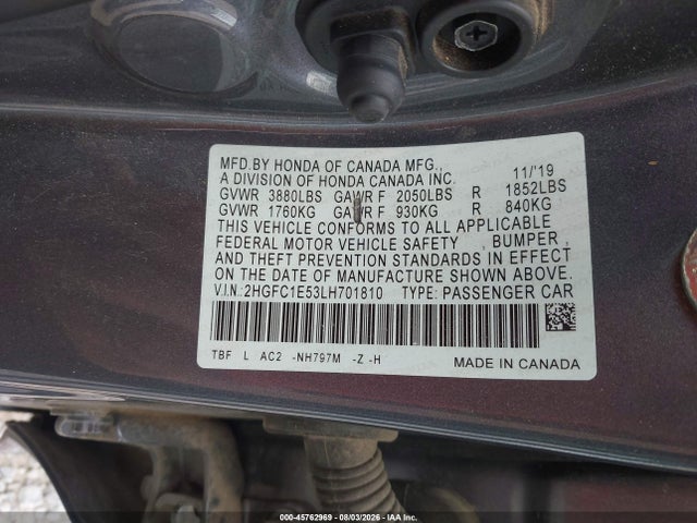 2HGFC1E53LH701810 Honda CIVIC SI SEDAN