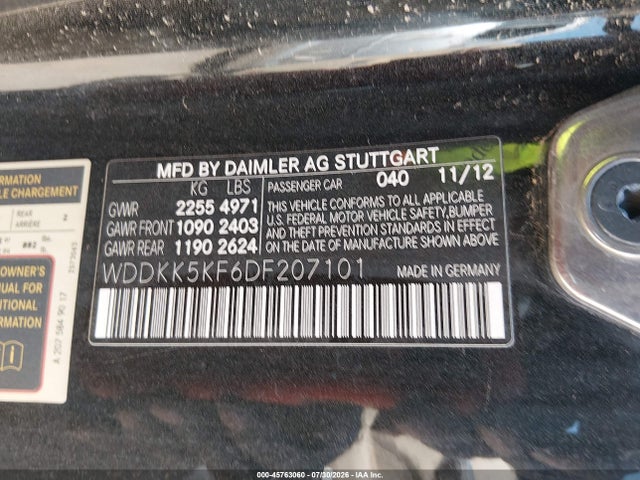 2013 Mercedes-benz E 350 მანქანა იყიდება აუქციონზე, vin: WDDKK5KF6DF207101, აუქციონის ნომერი: 45763060