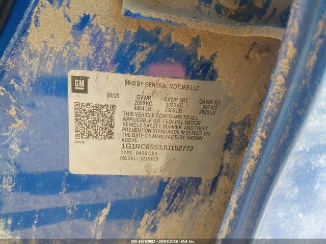 Aukcja sprzedaży 2018 Chevrolet Volt Lt, vin: 1G1RC6S53JU152772, numer aukcji: 45763082