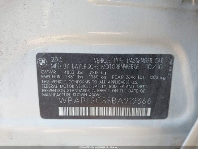 Продажа на аукционе авто 2011 Bmw 335i Xdrive, vin: WBAPL5C55BA919366, номер лота: 45763104