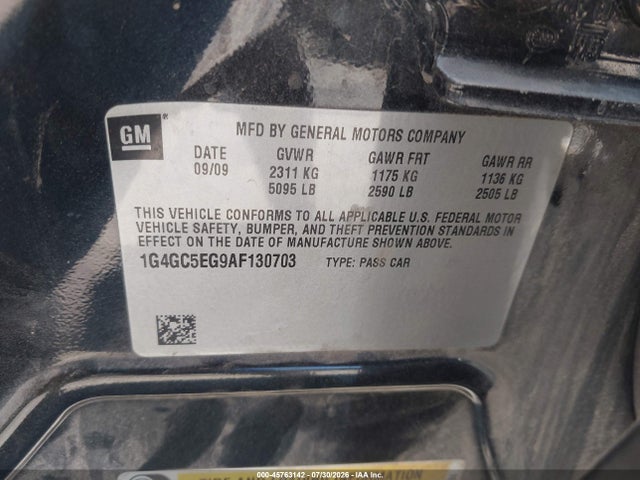 Aukcja sprzedaży 2010 Buick Lacrosse Cxl, vin: 1G4GC5EG9AF130703, numer aukcji: 45763142