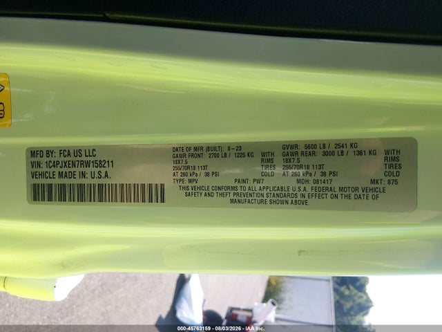 Aukcja sprzedaży 2024 Jeep Wrangler 4-door Sahara 4x4, vin: 1C4PJXEN7RW158211, numer aukcji: 45763159