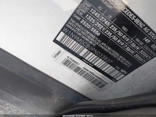 45763194 :رقم المزاد ، W1N9M0CB0PN033837 vin ، 2023 Mercedes-benz Eqb 250 Suv مزاد بيع