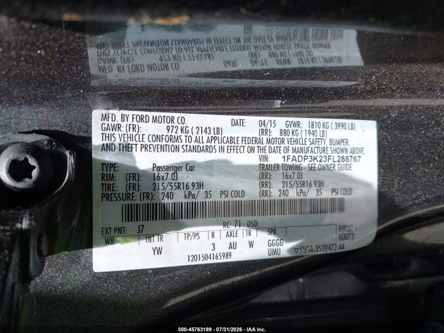 1FADP3K23FL288767 Ford FOCUS SE