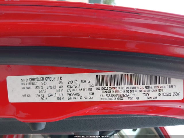 2013 Ram 1500 Tradesman მანქანა იყიდება აუქციონზე, vin: 3C6JR6DG4DG588384, აუქციონის ნომერი: 45763234