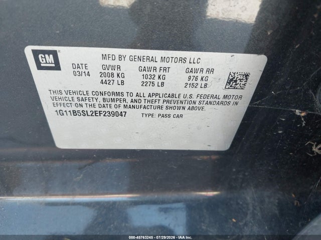 Chevrolet Malibu 1ls 2014 1G11B5SL2EF239047 Image 9