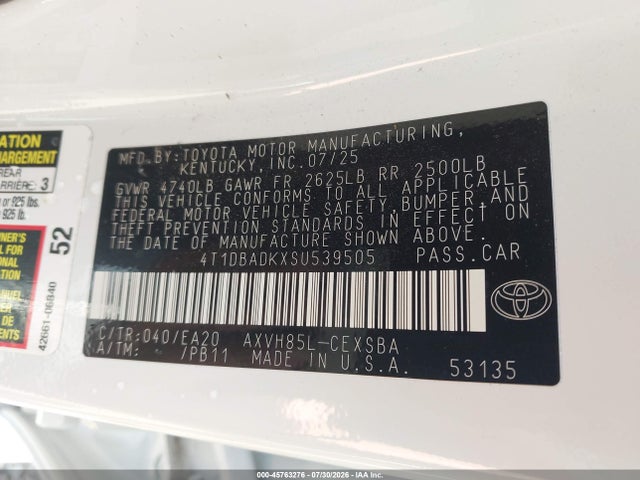 4T1DBADKXSU539505 Toyota CAMRY SE