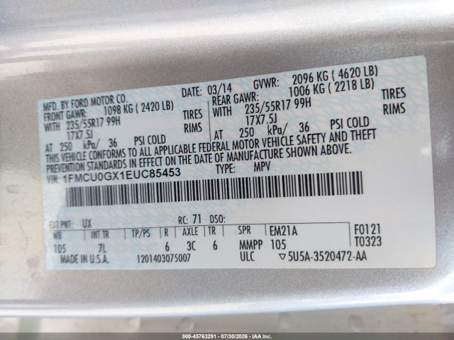 Ford ESCAPE SE 2014 1FMCU0GX1EUC85453 Image 9