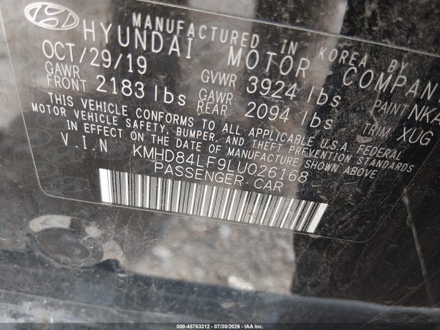 Hyundai ELANTRA SEL 2020 KMHD84LF9LU026168 Image 9