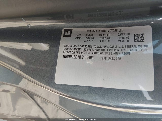 Продажа на аукционе авто 2011 Cadillac Cts Premium, vin: 1G6DP1ED7B0160400, номер лота: 45763322
