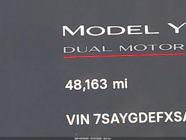 Продаж на аукціоні авто 2025 Tesla Model Y Performance Dual Motor All-wheel Drive, vin: 7SAYGDEFXSA356138, номер лоту: 45763408