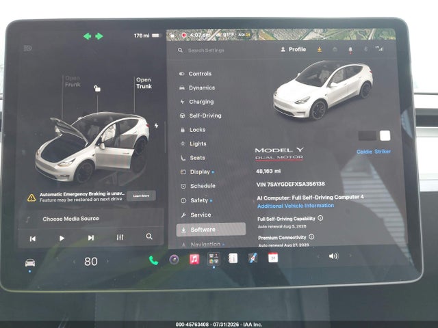 Продаж на аукціоні авто 2025 Tesla Model Y Performance Dual Motor All-wheel Drive, vin: 7SAYGDEFXSA356138, номер лоту: 45763408