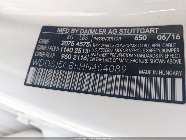 45763411 :رقم المزاد ، WDDSJ5CB5HN404089 vin ، 2017 Mercedes-benz Amg Cla 45 4matic مزاد بيع