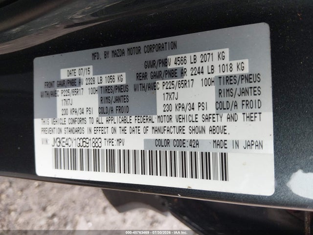 45763469 :رقم المزاد ، JM3KE4CY1G0691883 vin ، 2016 Mazda Cx-5 Touring مزاد بيع
